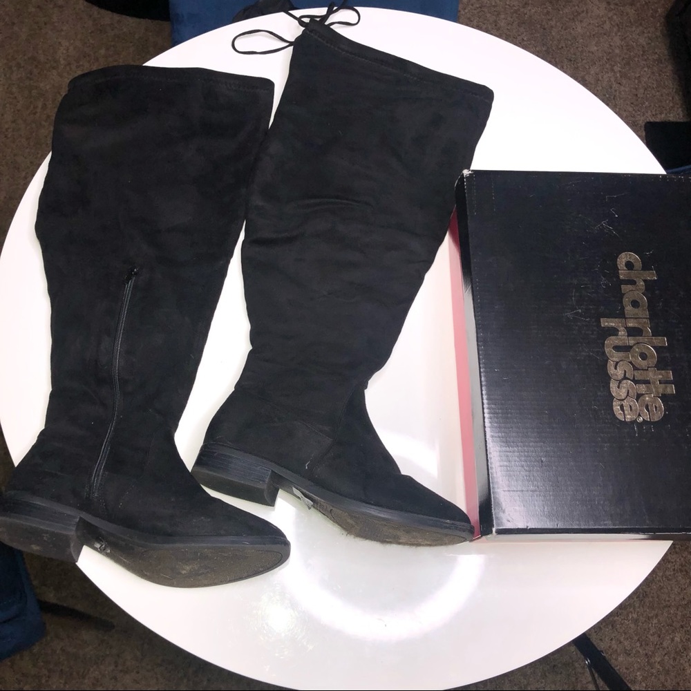 Charlotte russe black suede thigh high boots